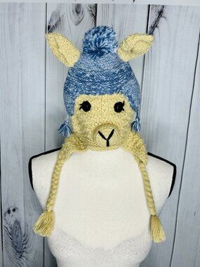 Andes Gifts Alpaca Llama Head Hat Adult Tan Peru
